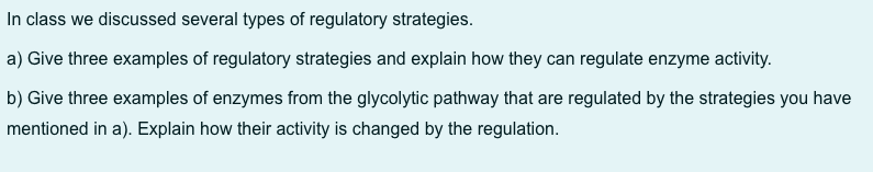Solved In class we discussed several types of regulatory | Chegg.com