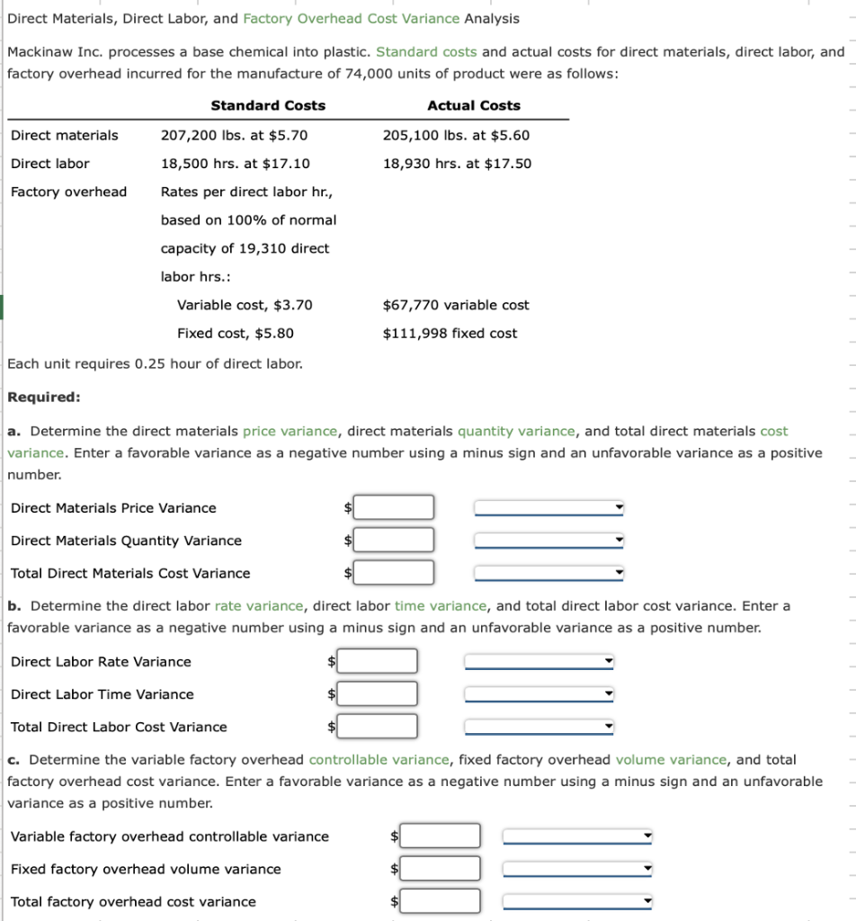 Solved Direct Materials, Direct Labor, and Factory Overhead