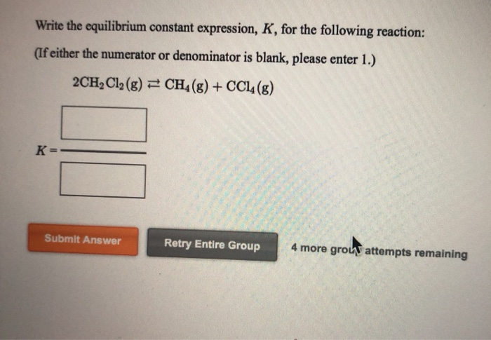 Solved Write The Equilibrium Constant Expression K For The 3757