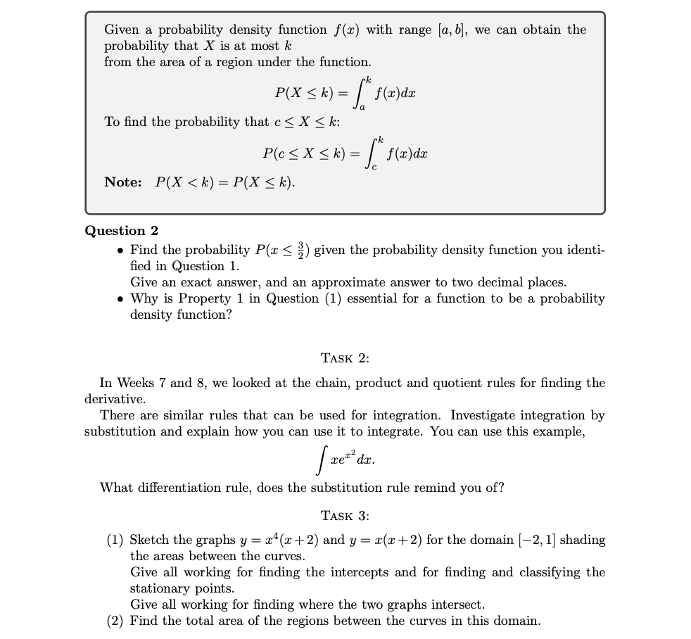 Solved Another application of integration is in probability. | Chegg.com