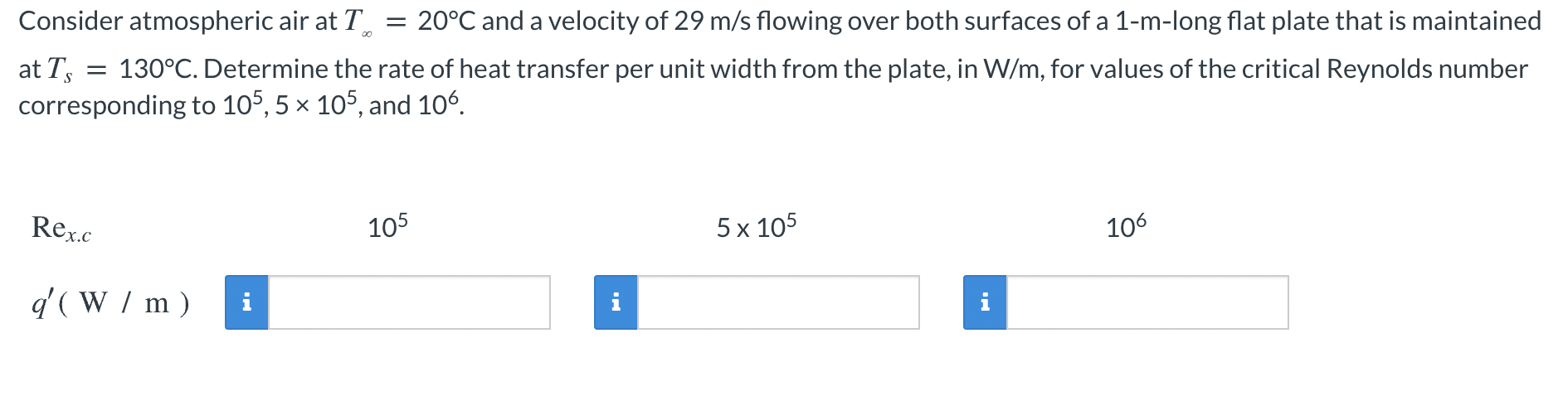 Solved Consider atmospheric air at T = 20°C and a velocity | Chegg.com