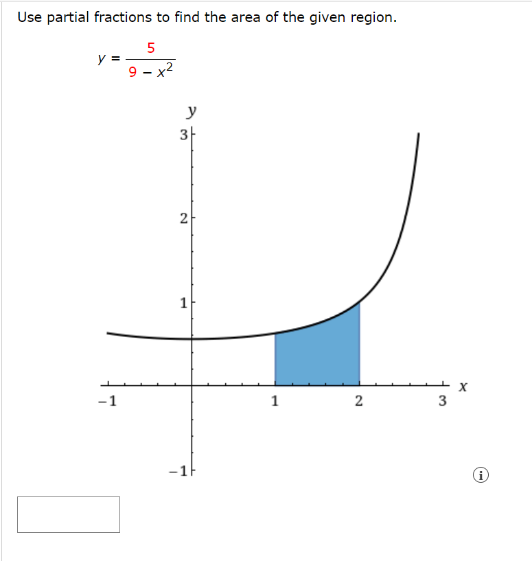 Solved Use partial fractions to find the area of the given | Chegg.com