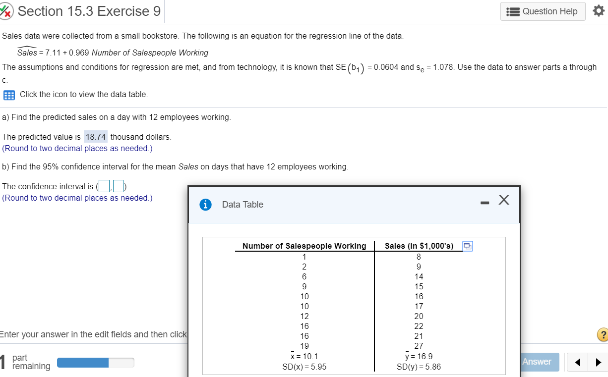 Solved B) Find The 95% Confidence Interval For The | Chegg.com