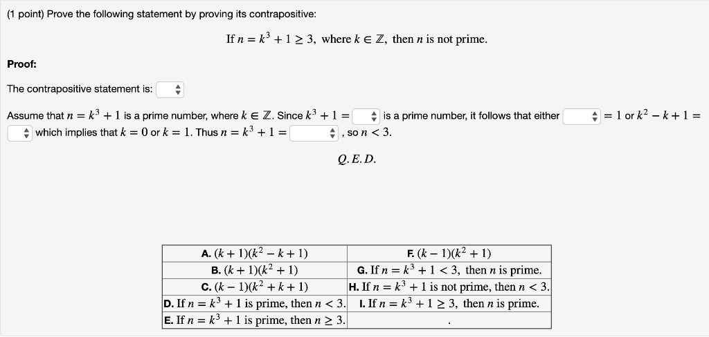 Solved 1 Point Prove The Following Statement By Proving Chegg Com