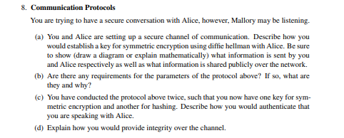 Solved 8. Communication Protocols You are trying to have a | Chegg.com