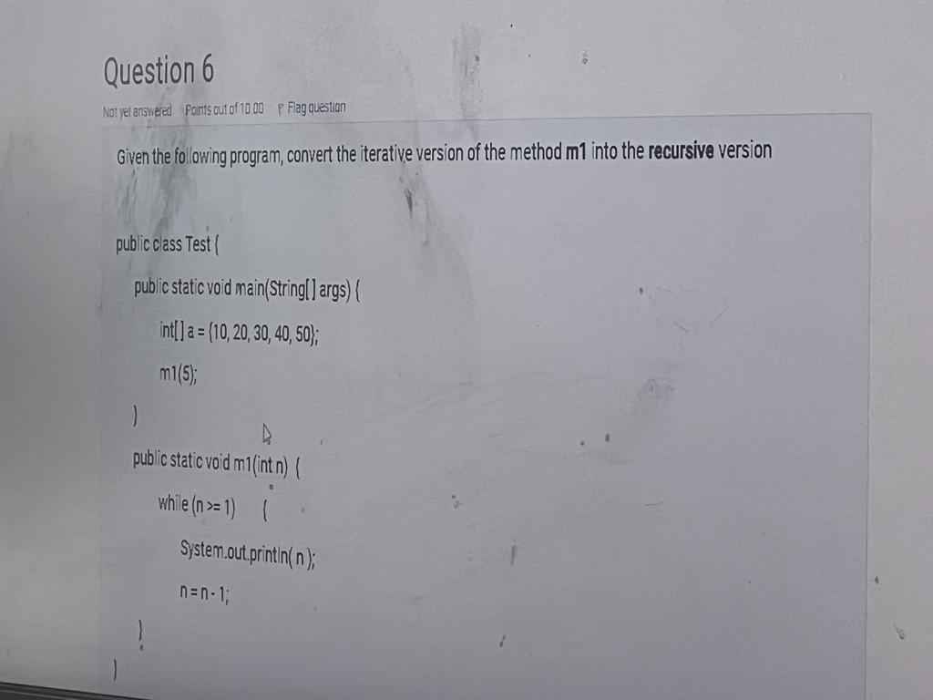 Solved Question 6 Not yet answered Points out of 10.00 F | Chegg.com