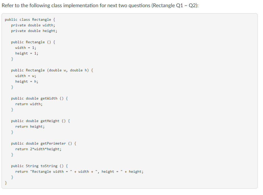 Solved Refer to the following class implementation for next | Chegg.com