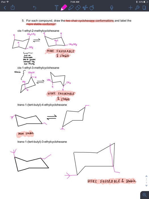 Solved Chair Conformations. Please let me know if I did all | Chegg.com