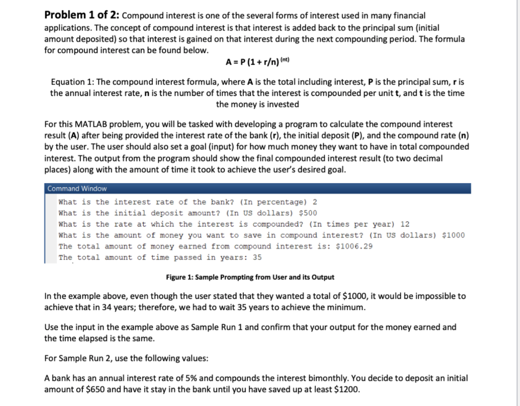 Solved Problem 1 of 2: Compound interest is one of the | Chegg.com