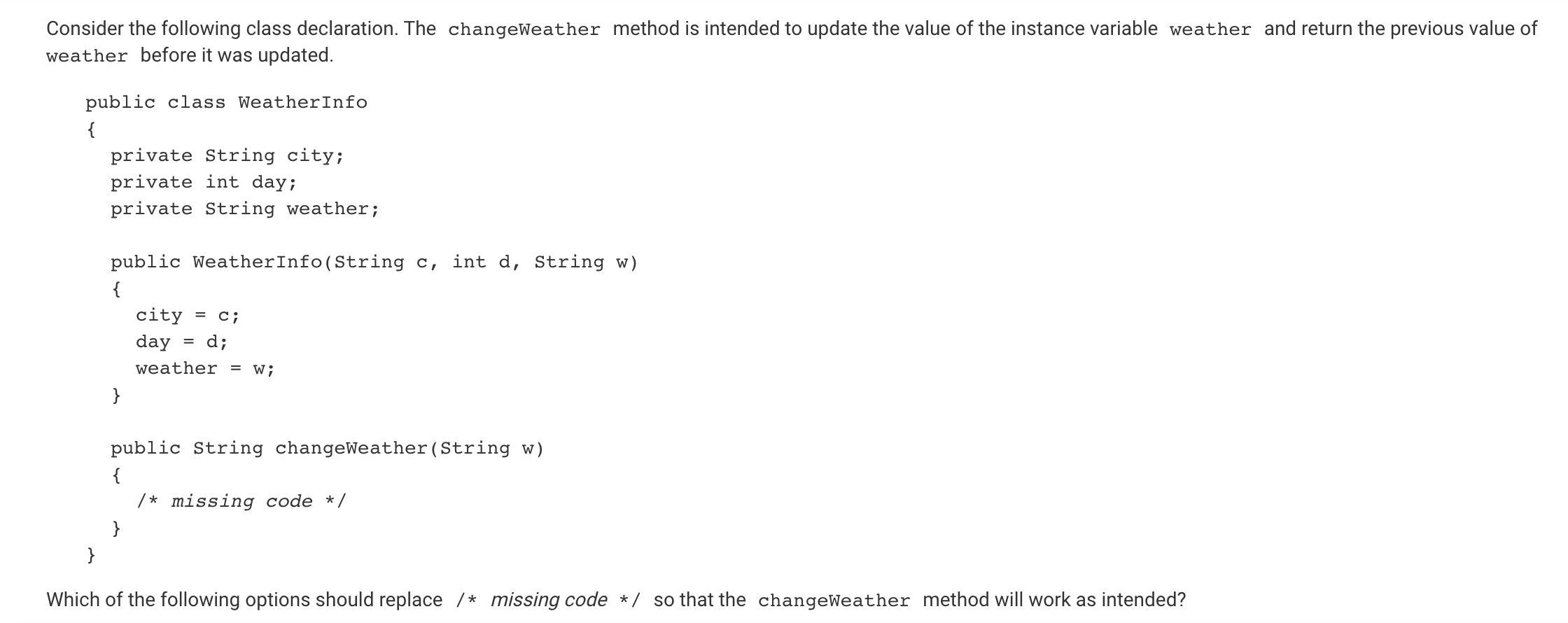 Solved Consider the following class declaration. The | Chegg.com