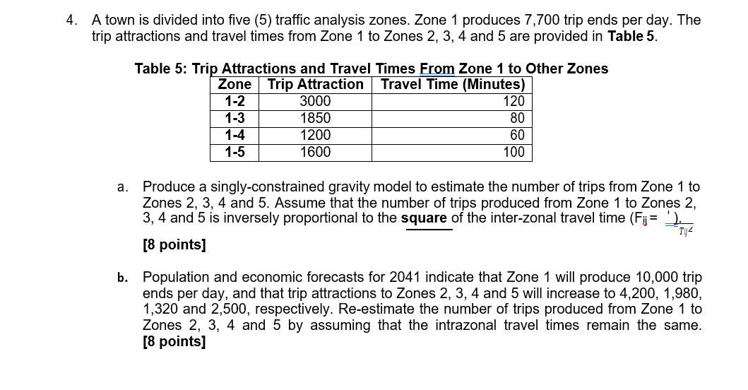 4 A Town Is Divided Into Five 5 Traffic Analysis Chegg
