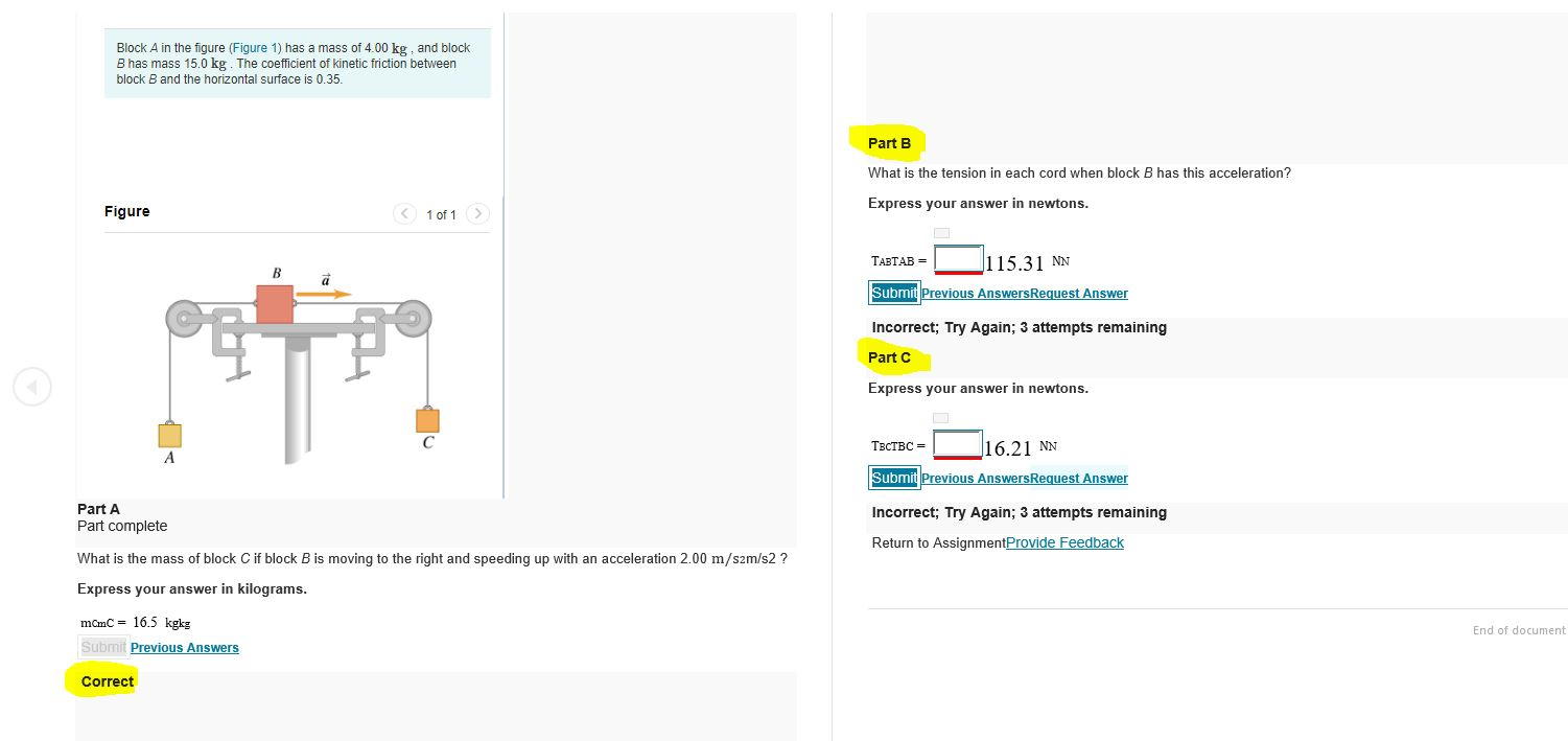 Solved Block A In The Figure (Figure 1) Has A Mass Of 4.00 | Chegg.com