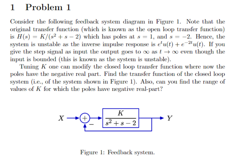 Solved Consider the following feedback system diagram in | Chegg.com