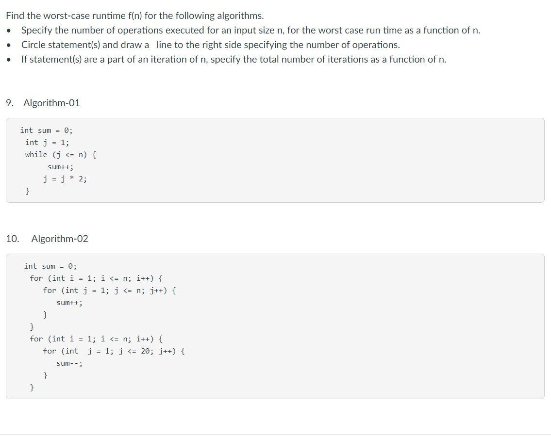 Solved Big O Notation / Worst Case Equation About | Chegg.com