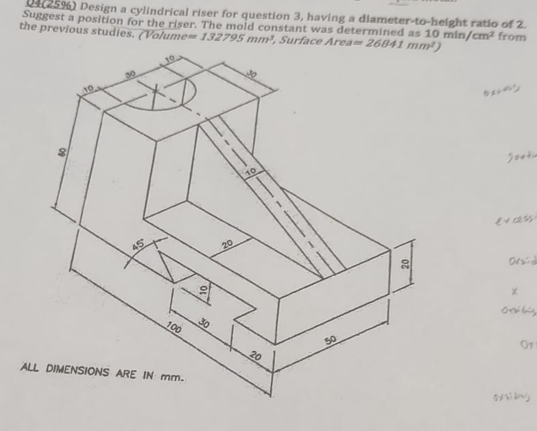 Solved Q4(25%) ﻿Design a cylindrical riser for question 3, | Chegg.com