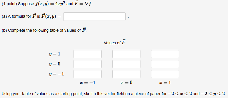 Solved 1 Point Suppose F X Y 4xy3 And F Vf A A F Chegg Com