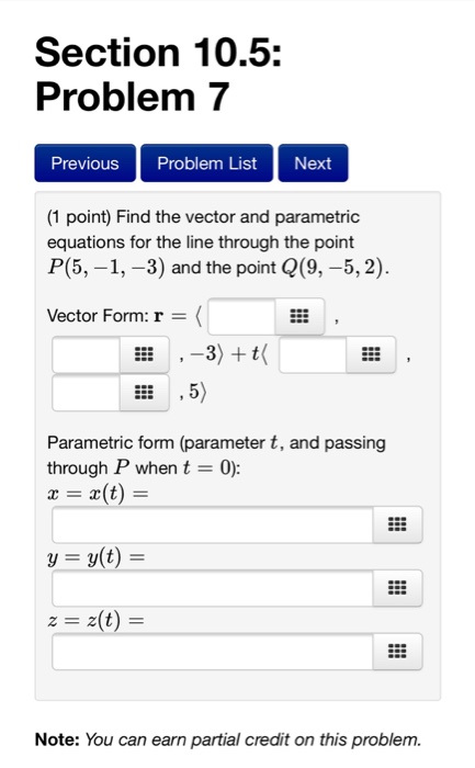 Solved Find the vector and parametric equations for the line | Chegg.com