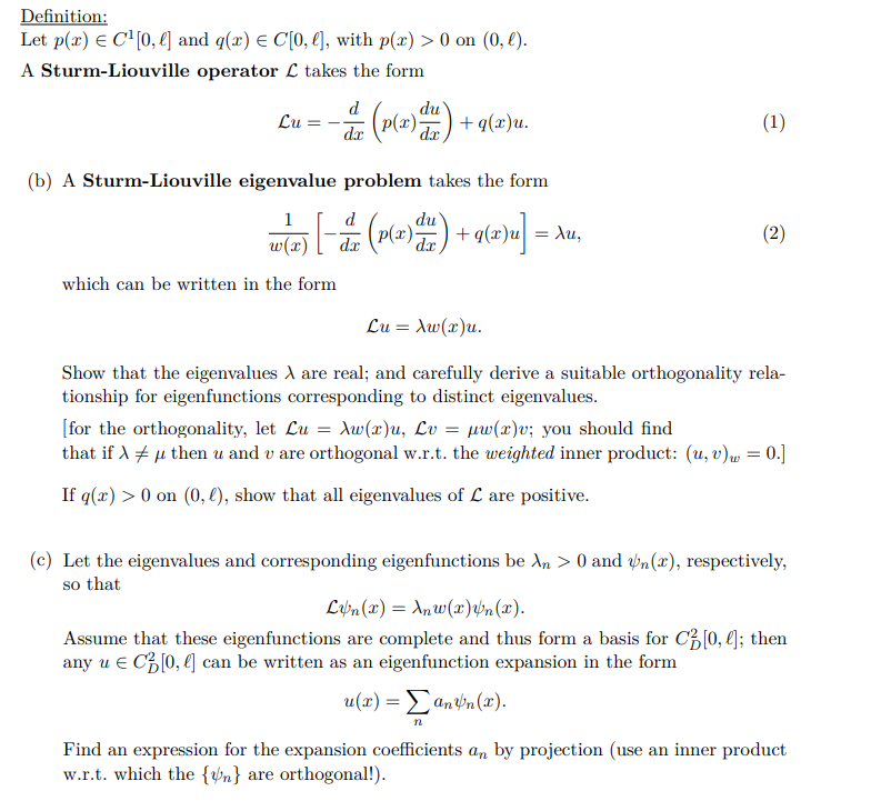 Definition Let P X E C 0 L And Qx C 0 1 W Chegg Com