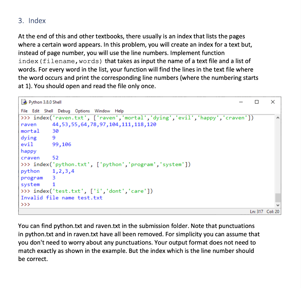 Solved 3. Index At the end of this and other textbooks, | Chegg.com