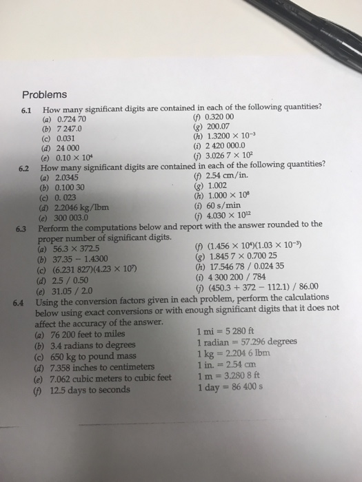 Solved Problems 6.1 How many significant digits are | Chegg.com