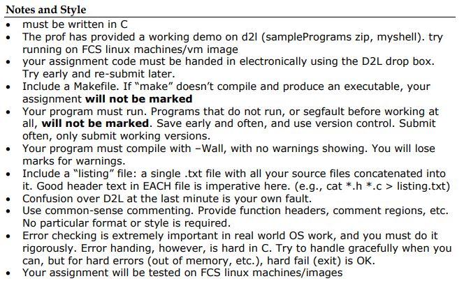 Notes and Style must be written in C The prof has | Chegg.com