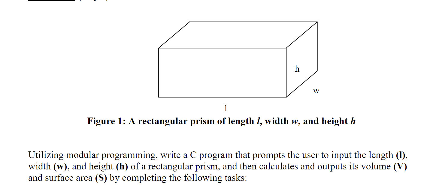 Solved h W Figure 188: A rectangular prism of length 188, width