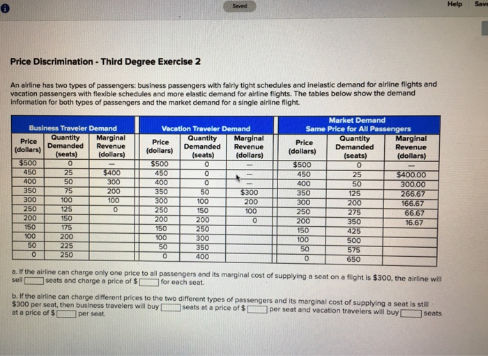 Solved Help Save Price Discrimination Third Degree