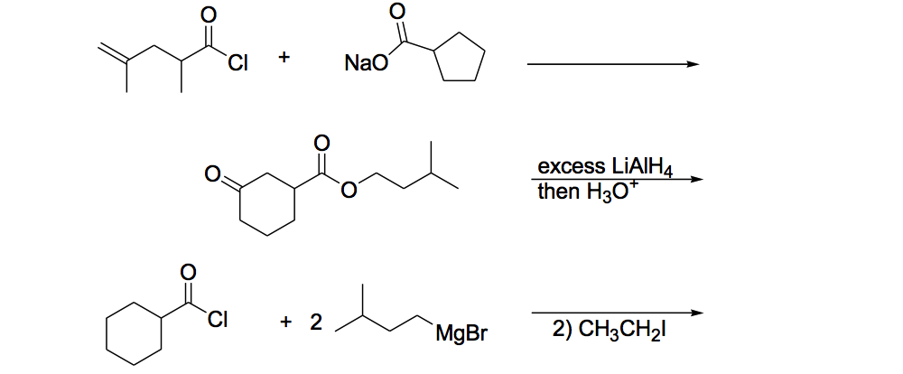 Solved CO) C) CI NaO excess LiAlH4 then H30 C) Cl | Chegg.com