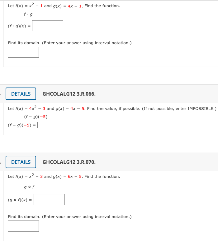 Solved Let F(x)=x2−1 And G(x)=4x+1. Find The Function. F⋅g | Chegg.com