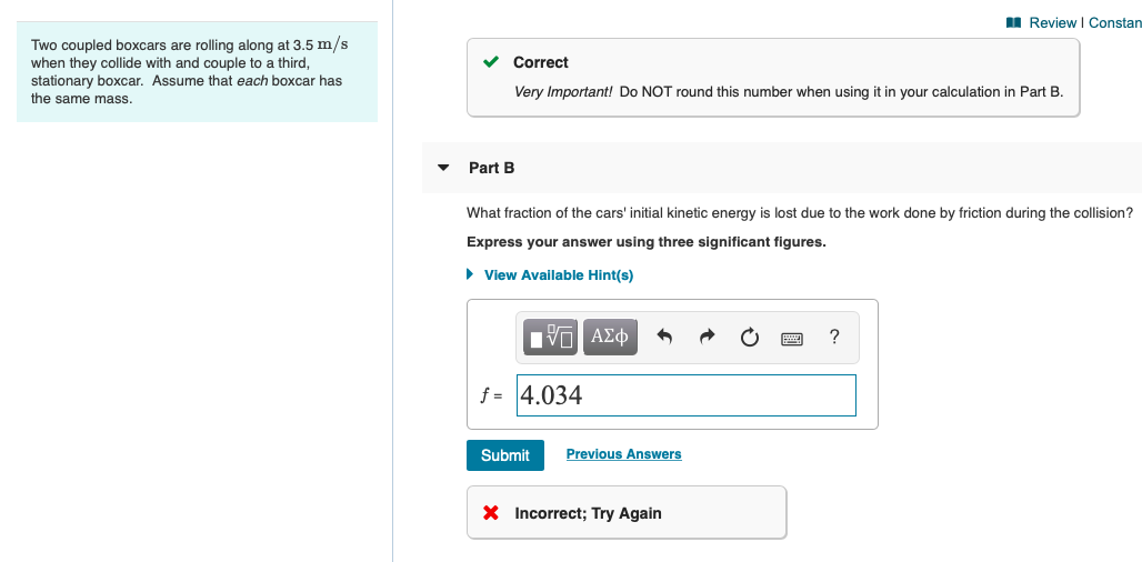 Solved Review Constants Perio Two Coupled Boxcars Are Chegg