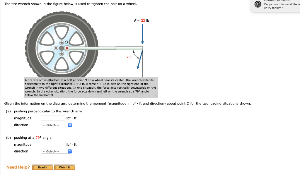 Solved The tire wrench shown in the figure below is used to