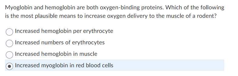 Solved Myoglobin And Hemoglobin Are Both Oxygen-binding | Chegg.com