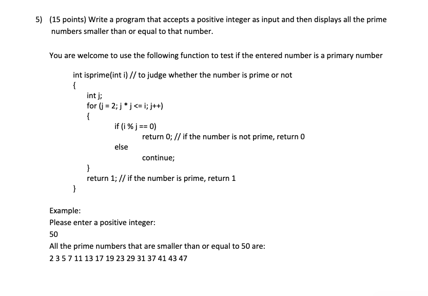 Solved (15 points) Write a program that accepts a positive | Chegg.com