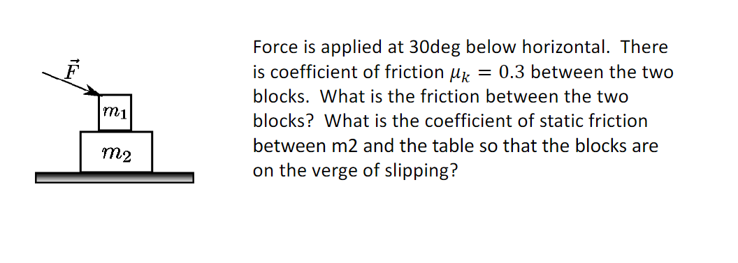 [Solved]: Force is applied at ( 30 mathrm{deg} ) below