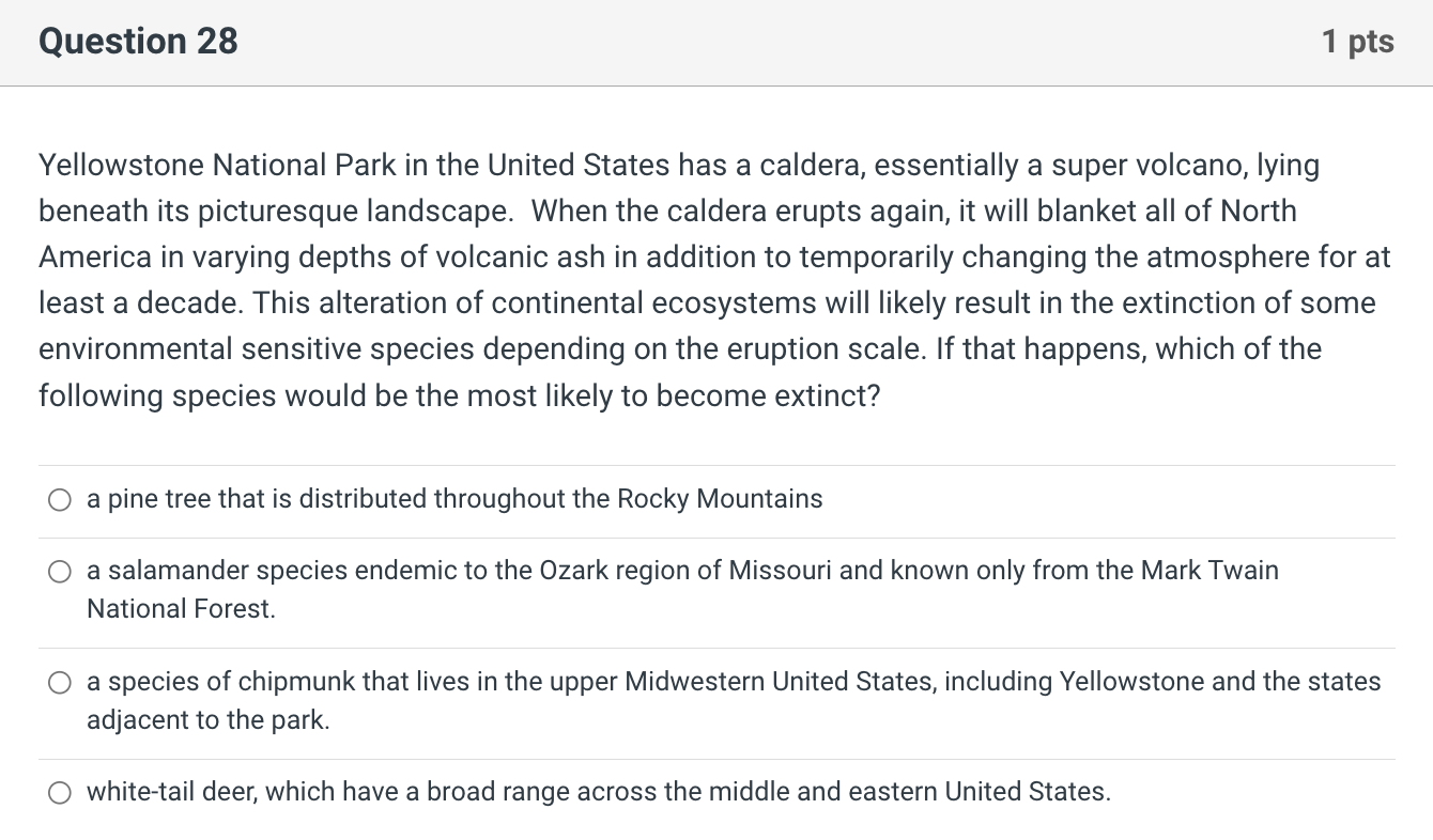 Solved Yellowstone National Park In The United States Has A | Chegg.com