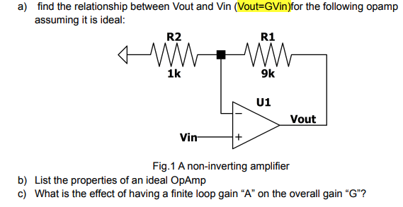 Solved A) Find The Relationship Between Vout And Vin | Chegg.com