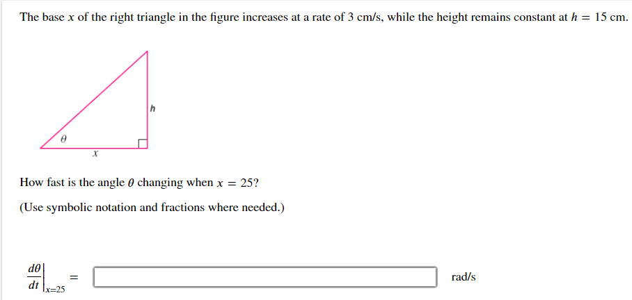 Solved The base x of the right triangle in the figure | Chegg.com