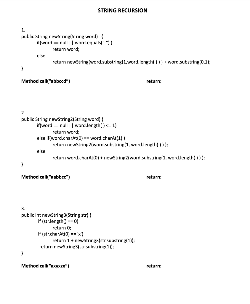 Solved Trace this code and shows what it return. This is | Chegg.com