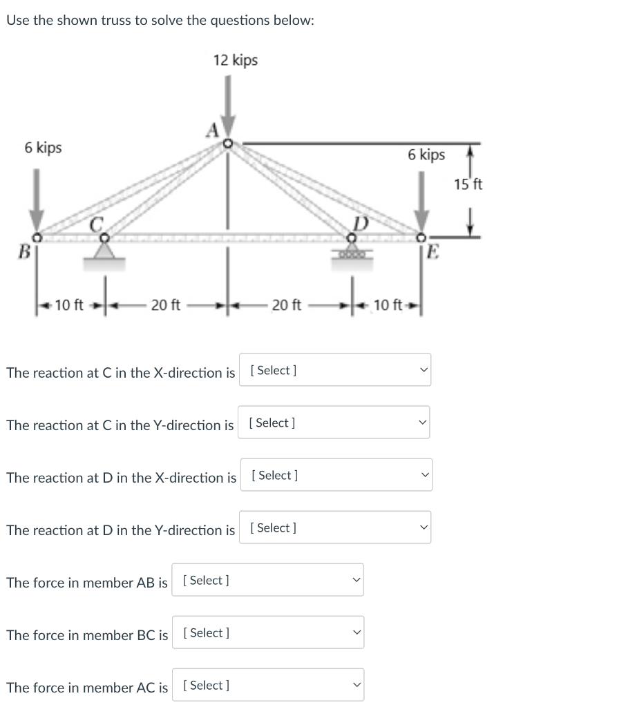 Solved Use the shown truss to solve the questions below: | Chegg.com