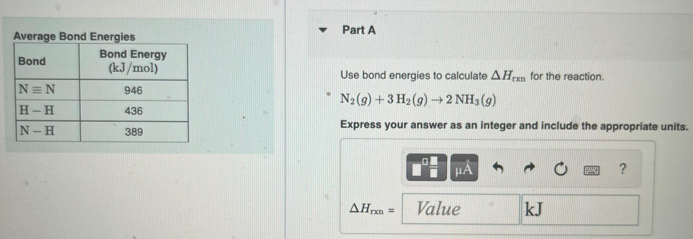 solved-part-a-use-bond-energies-to-calculate-hrxn-for-the-chegg