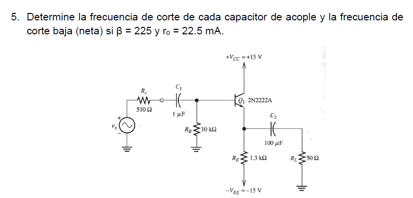 Solved 5. Determine la frecuencia de corte de cada capacitor | Chegg.com