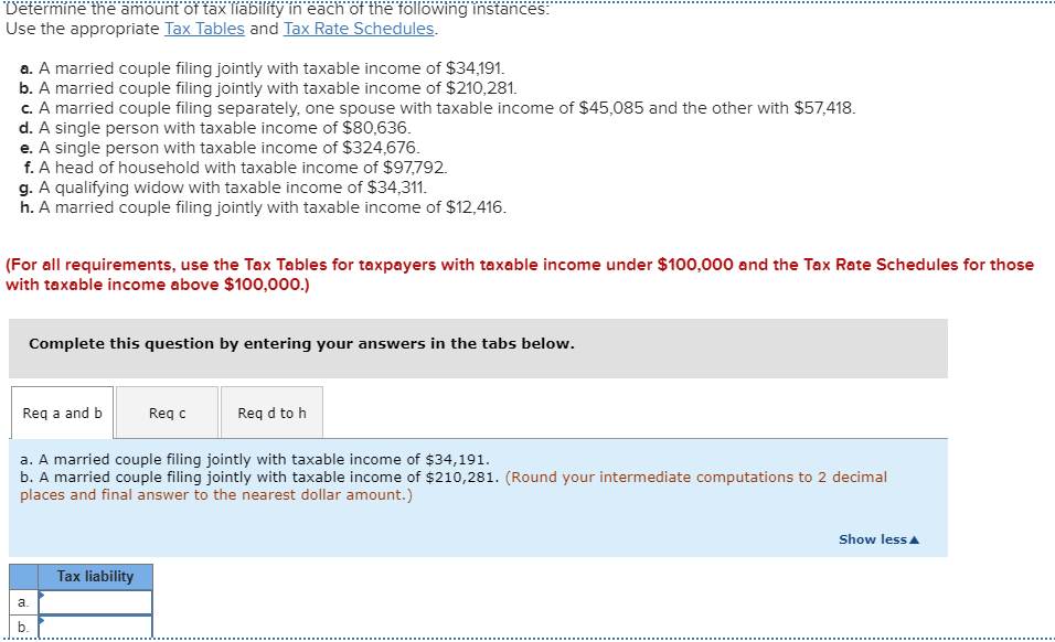 Solved Determine The Amount Of Tax Liability In Each Of The Chegg