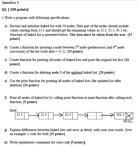 Solved Question 1: Q1. [ 100 points) 1. Write a program with | Chegg.com