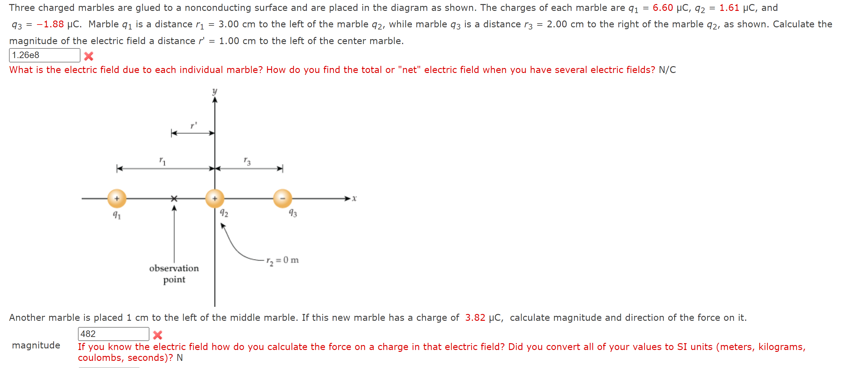 Solved magnitude of the electric field a distance r′=1.00 cm | Chegg.com
