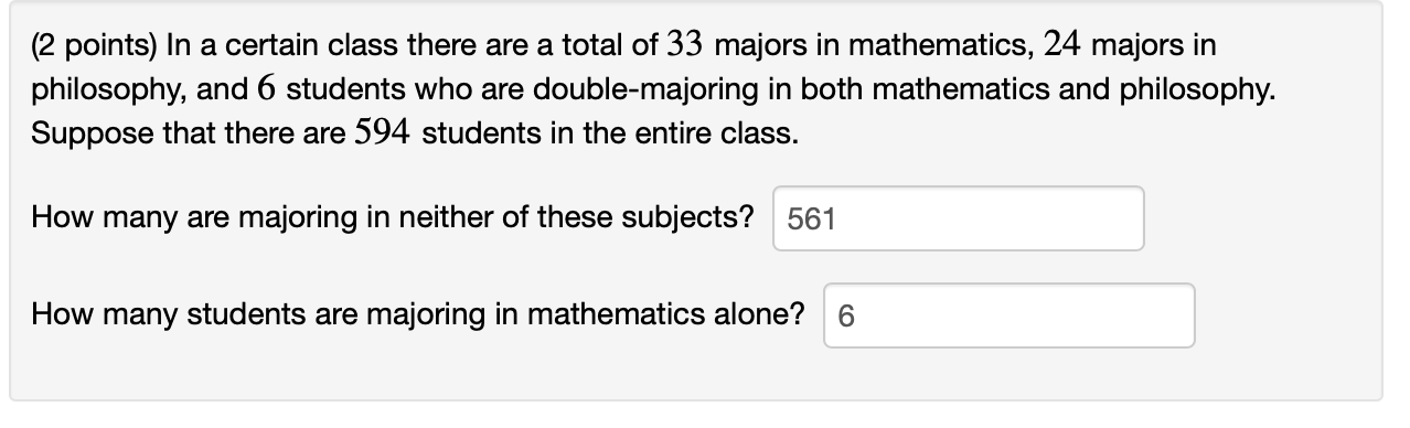 Solved (2 points) In a certain class there are a total of 33 | Chegg.com