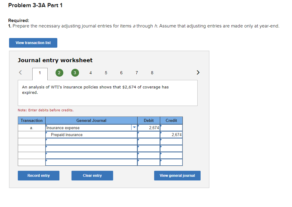 Solved Problem 3-3A Preparing adjusting entries, adjusted | Chegg.com