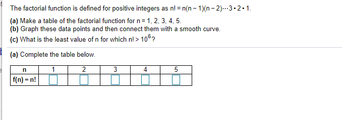 Solved The factorial function is defined for positive | Chegg.com