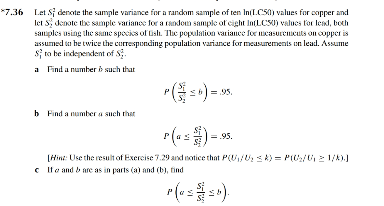 Solved Let S12 denote the sample variance for a random | Chegg.com