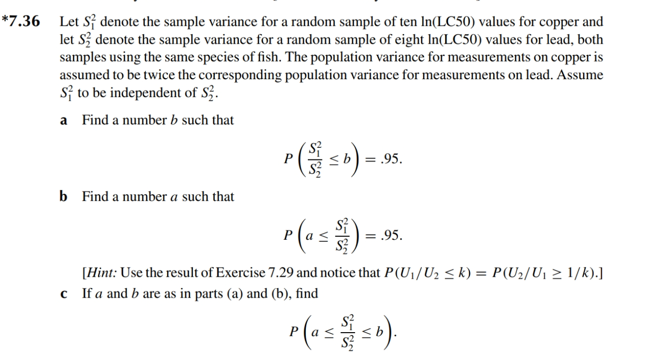 Solved Let S12 Denote The Sample Variance For A Random | Chegg.com