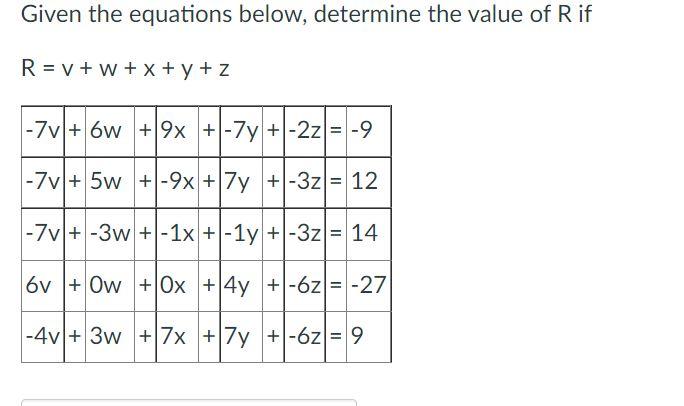 Solved Given the equations below, determine the value of R | Chegg.com